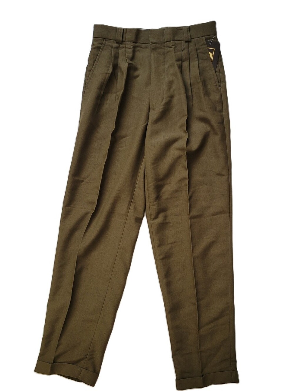 Artitec Men’s 33x31 Olive Green Pleated Dress Pants High Rise Cuffs NEW Vintage